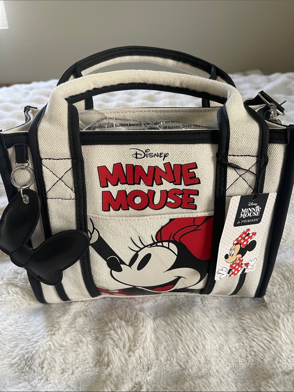 Disney Minnie Mouse Canvas Tote Bag - Cream, Black & Red